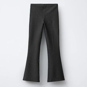 Suzy Shier Black Pinstripe Flared Capris